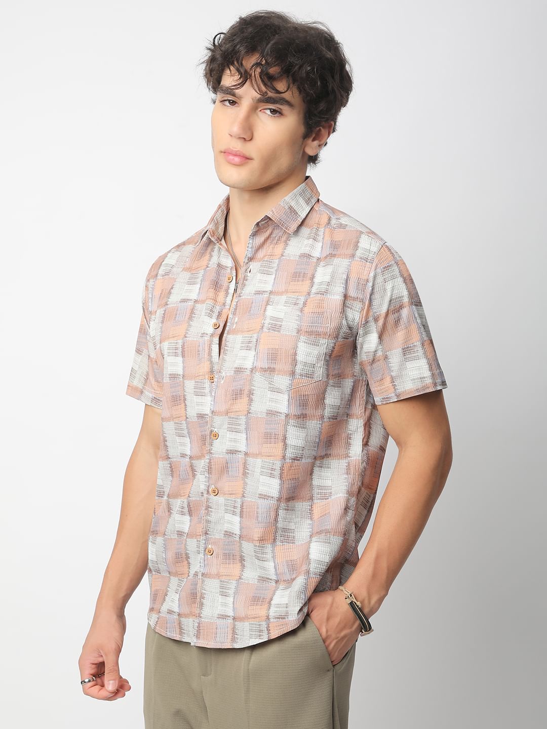 Multicolour Patchwork Textured Shirt