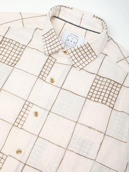 Modish Ivory Square Embroidered Shirt