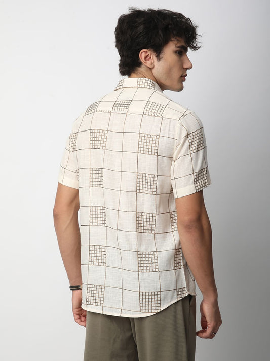 Modish Ivory Square Embroidered Shirt