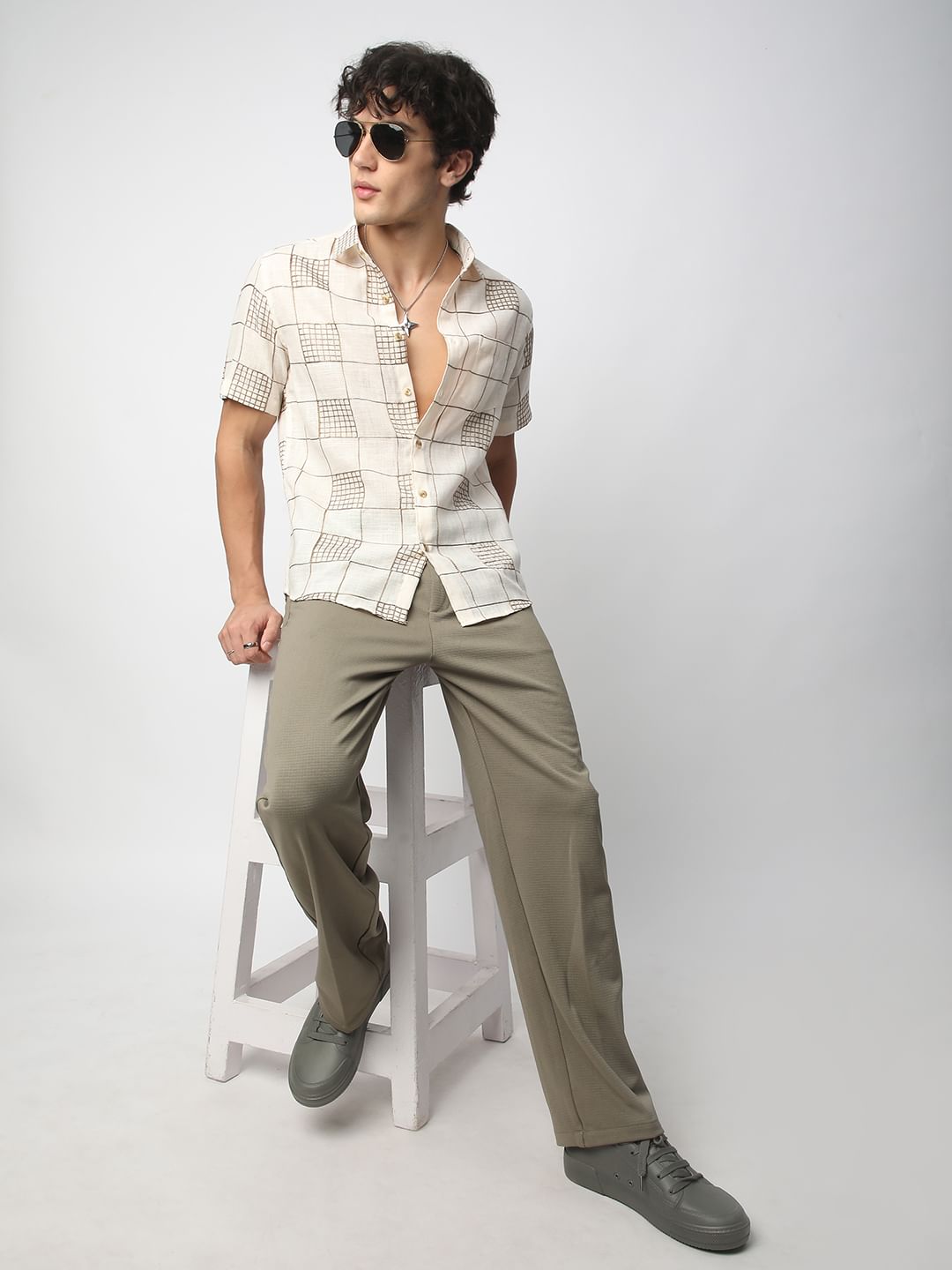 Modish Ivory Square Embroidered Shirt