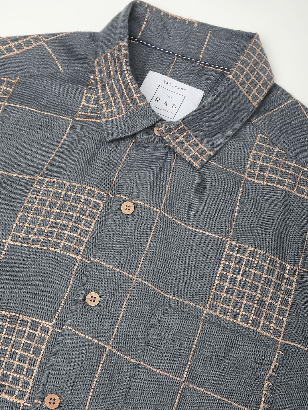 Modish Anchor Grey Square Embroidered Shirt
