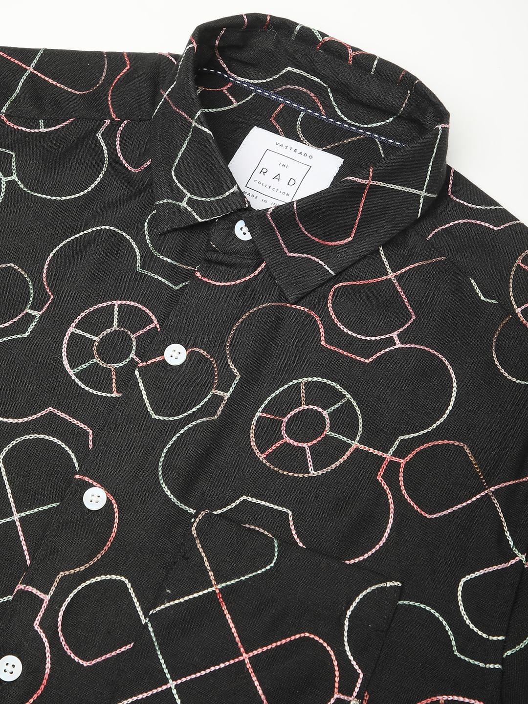 Intricate Black Contrast Embroidered Shirt