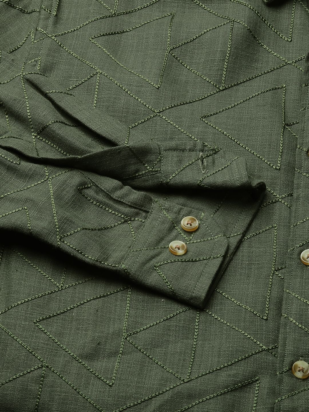 Elite Basil Green Trigon Embroidered Shirt