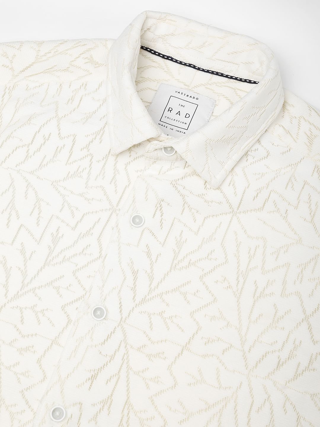 Interweave Ivory Leaf Textured Crochet Shirt
