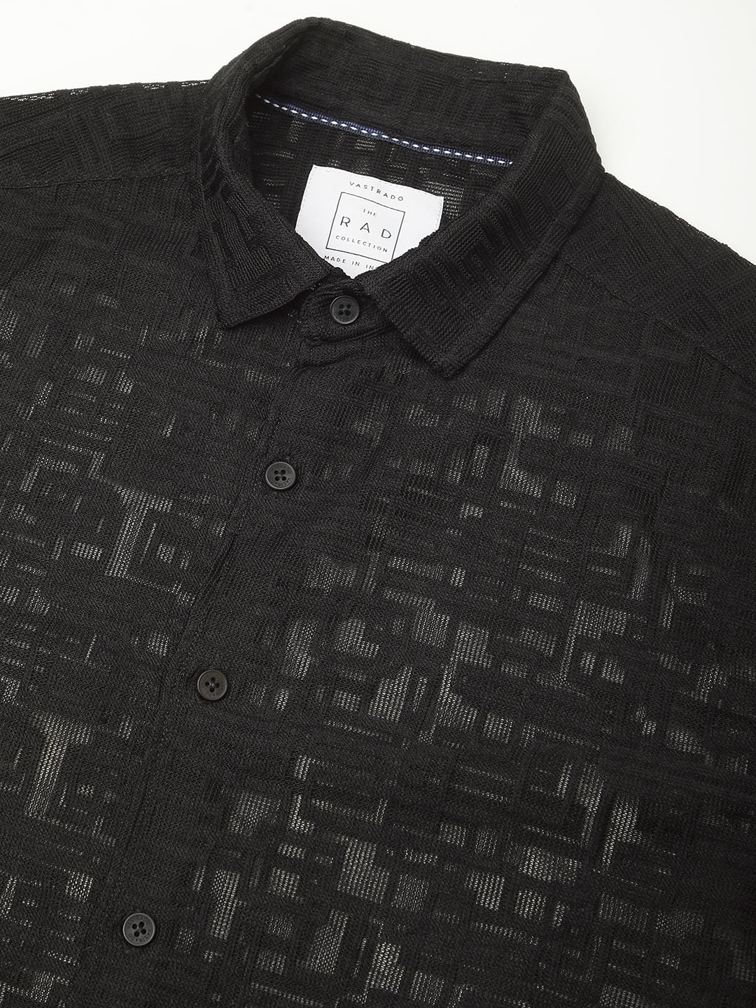 Breezy Black Maze Textured Mesh Shirt