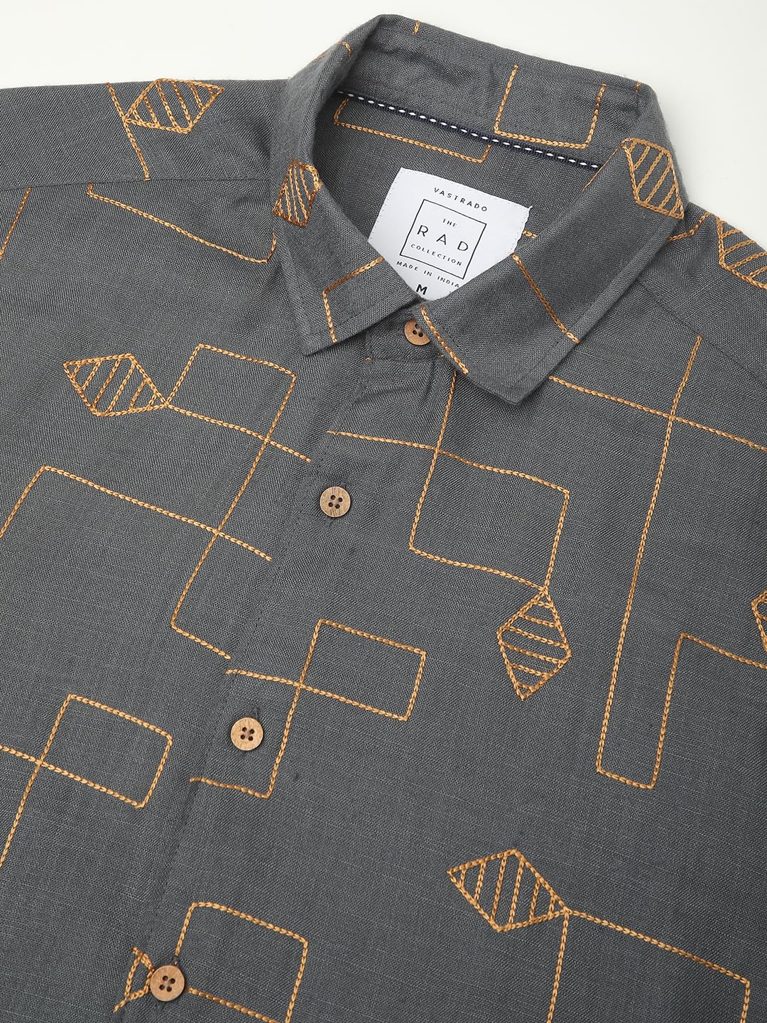 Schmick Porpoise Grey Diamond Maze Embroidered Shirt