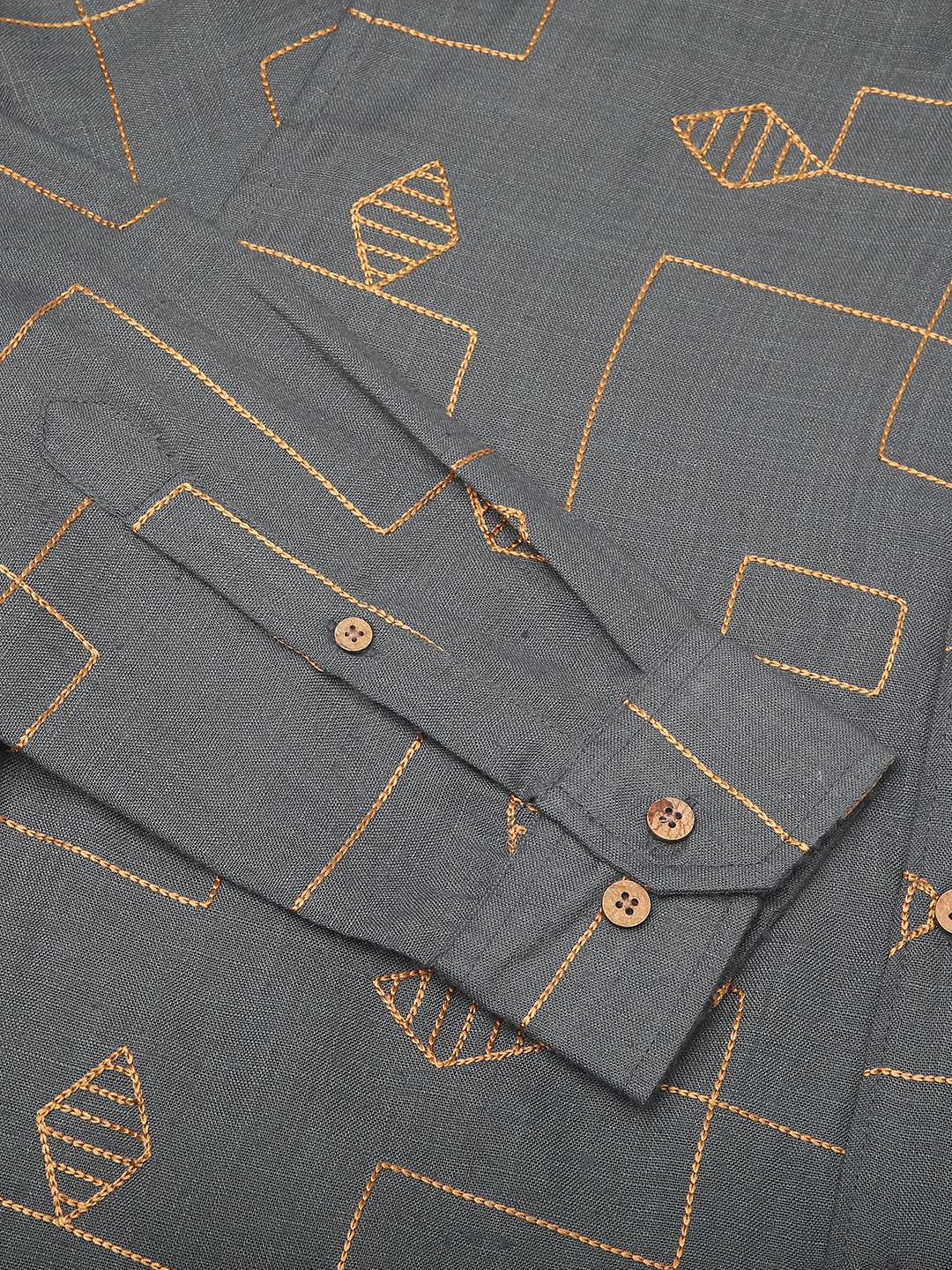 Schmick Porpoise Grey Diamond Maze Embroidered Shirt