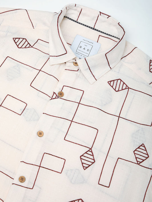 Schmick Ivory Diamond Maze Embroidered Shirt