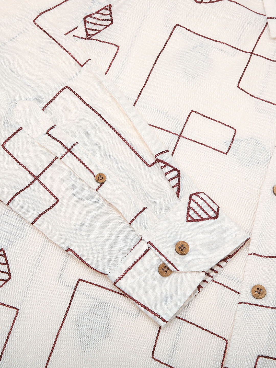 Schmick Ivory Diamond Maze Embroidered Shirt