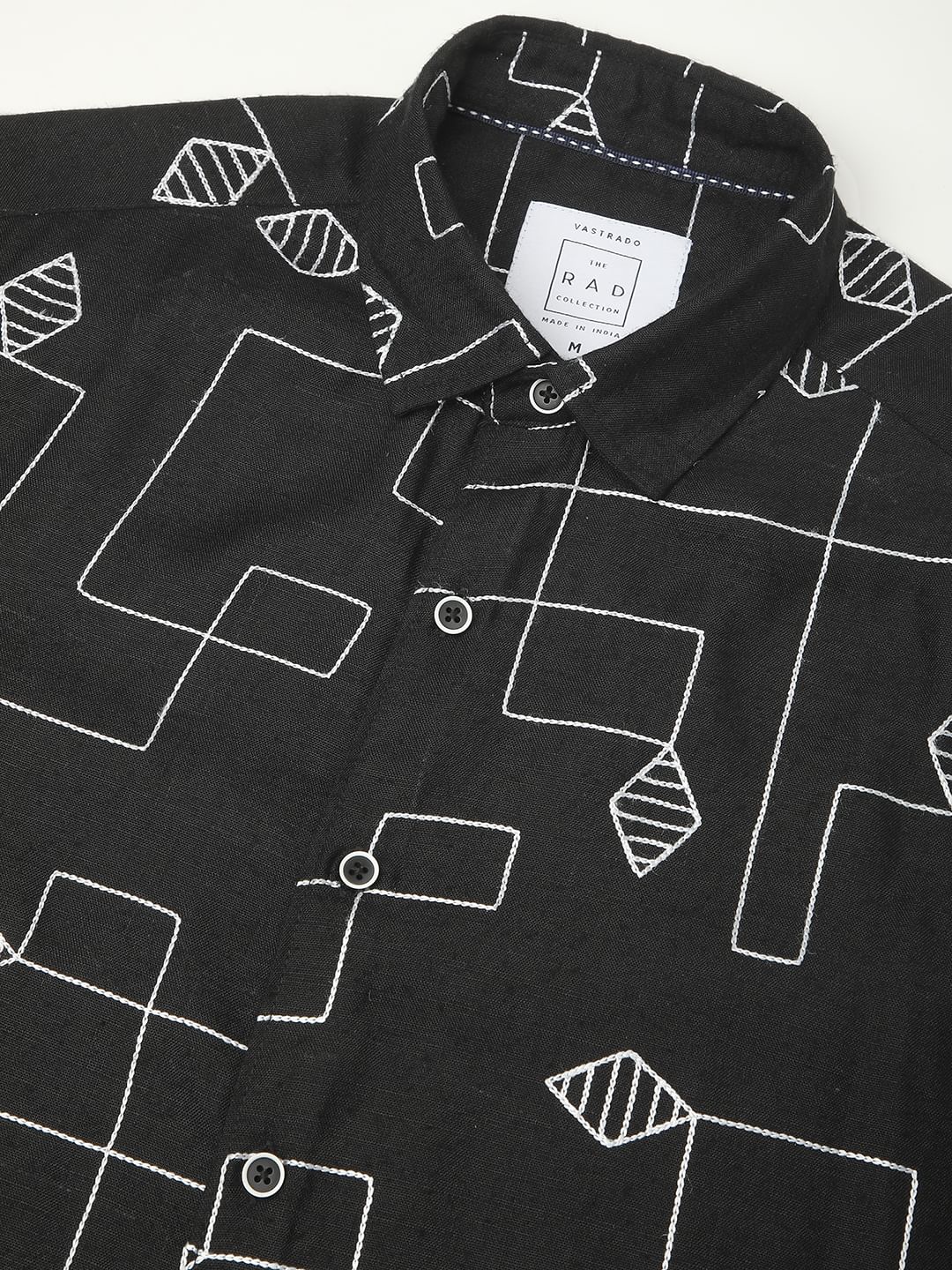 Schmick Black Lozenge Maze Embroidered Shirt