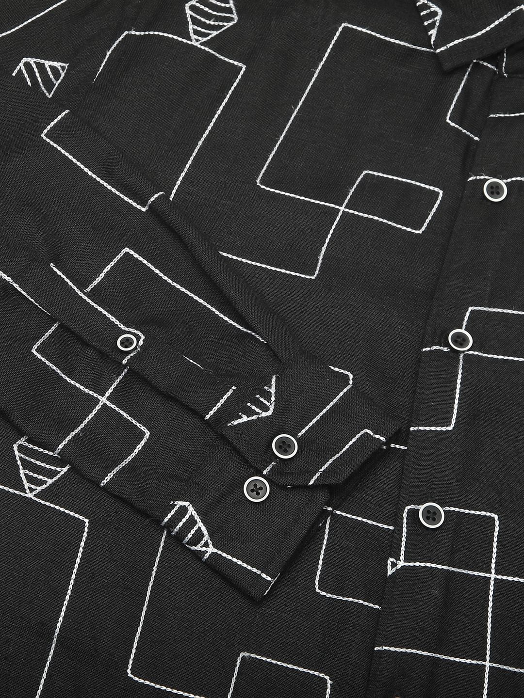 Schmick Black Lozenge Maze Embroidered Shirt