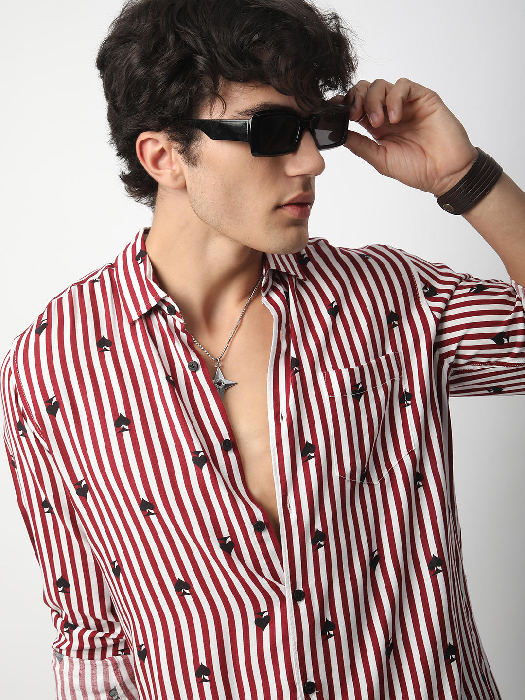 Garnet Red Stripe Spade Shirt