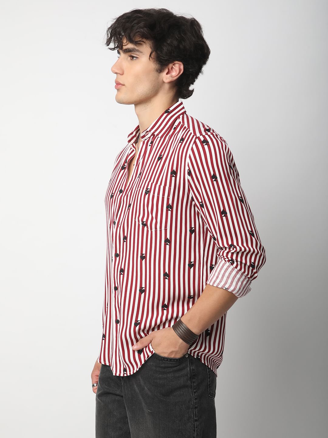 Garnet Red Stripe Spade Shirt