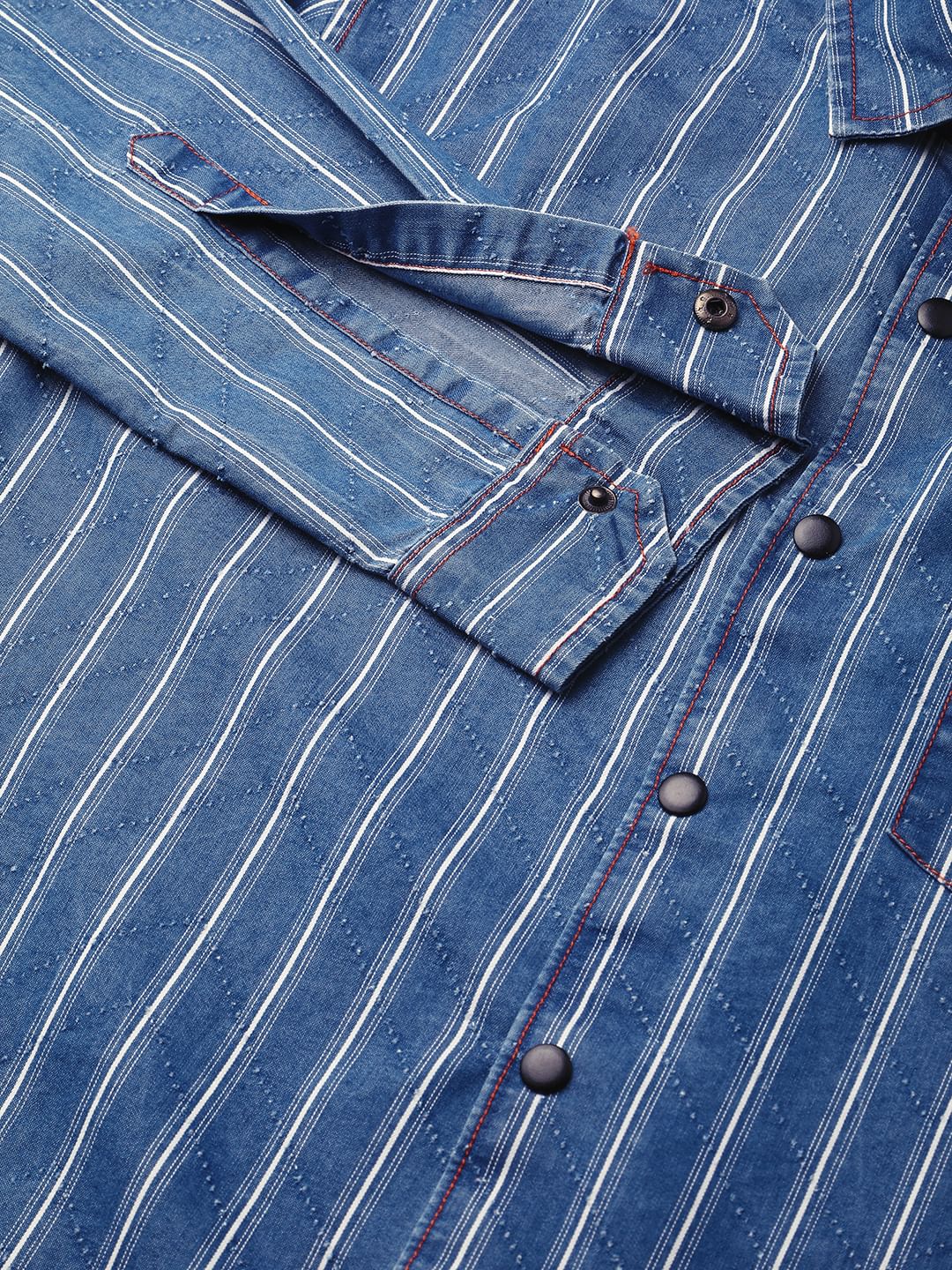 Denim Zig-Zag Laser Cut Shirt