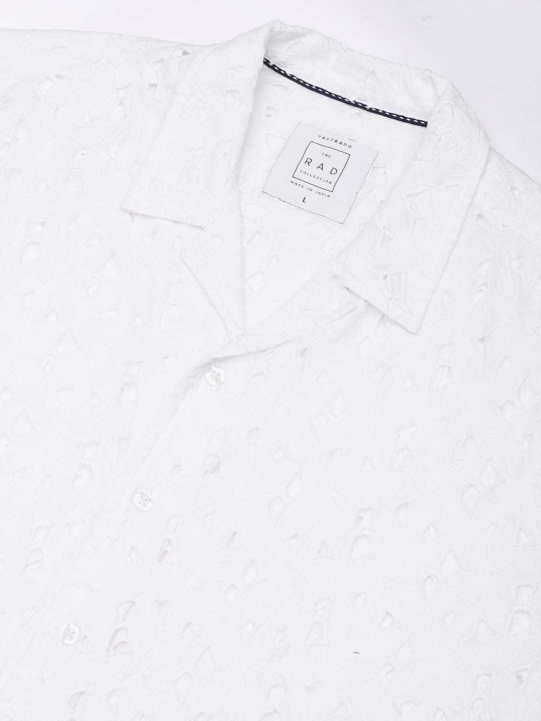 Snow White Schiffli Notch Collar Oversized Shirt
