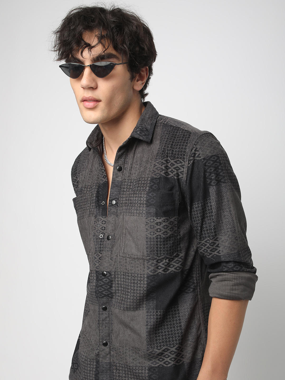 Couture Shadow Grey Double Pocket Corduroy Overshirt