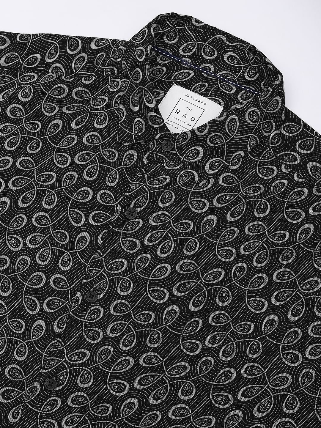 Black Twisted Motifs Printed Shirt