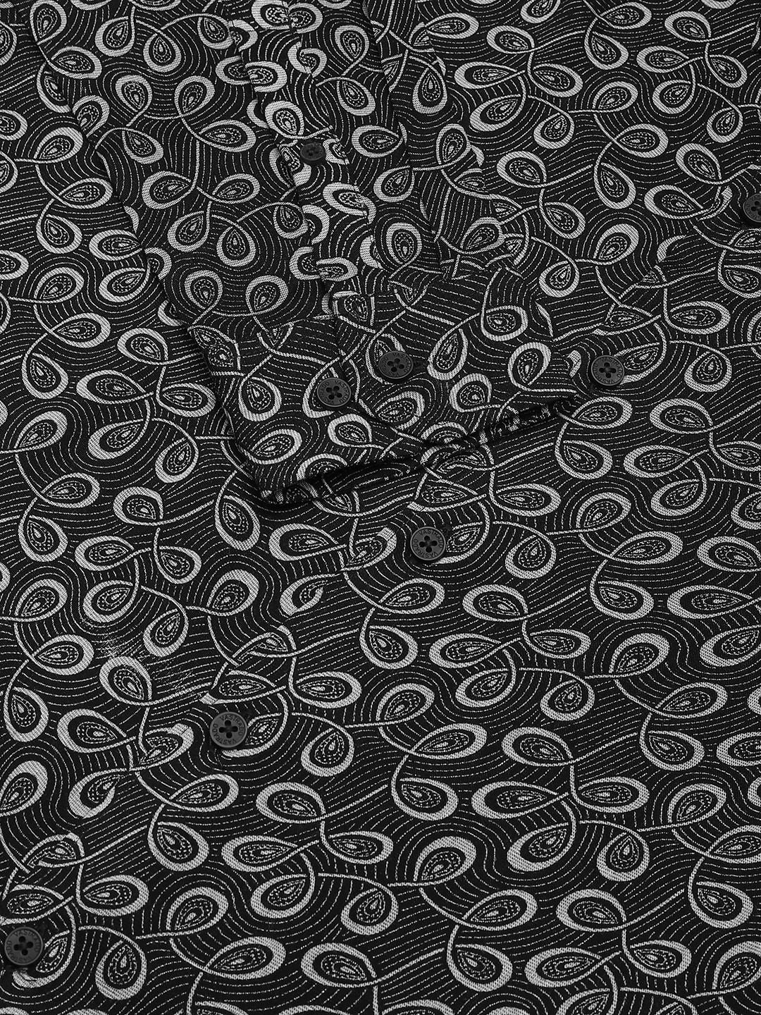Black Twisted Motifs Printed Shirt