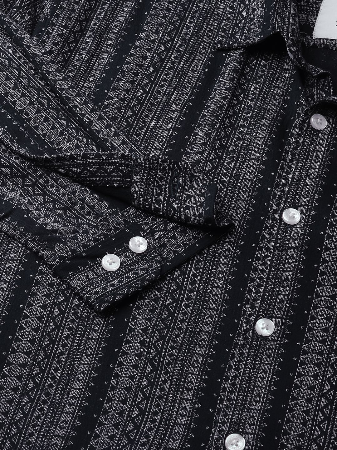Premium Navy Ethnic Motifs Printed Shirt
