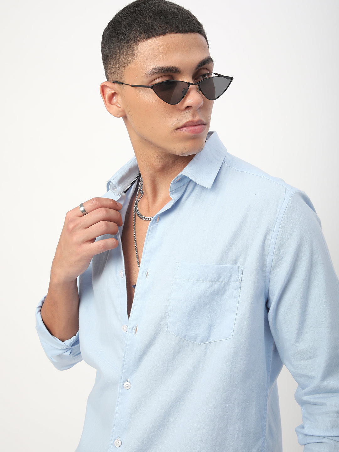 Herringbone Baby Blue Shirt