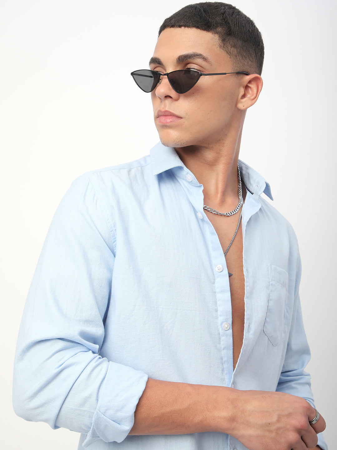 Herringbone Baby Blue Shirt