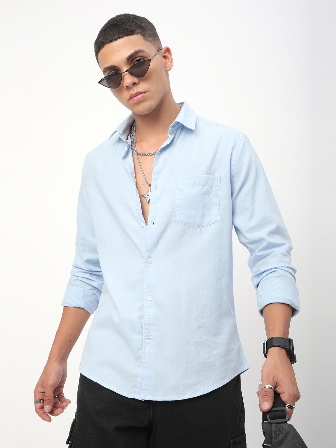 Herringbone Baby Blue Shirt