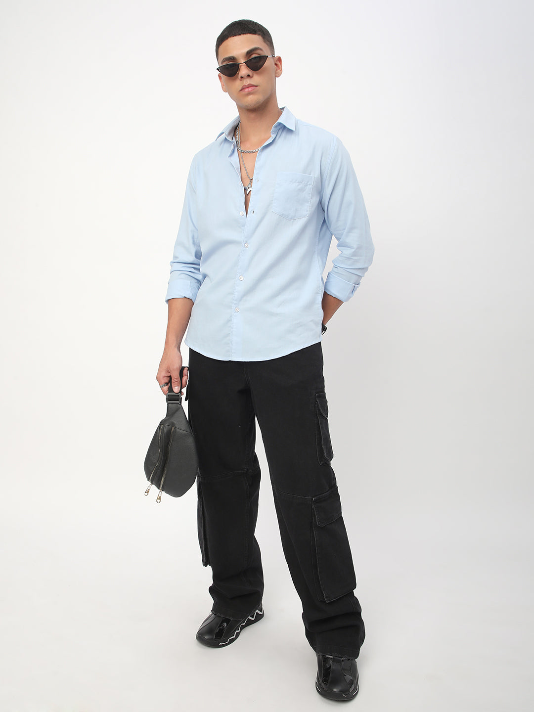 Herringbone Baby Blue Shirt