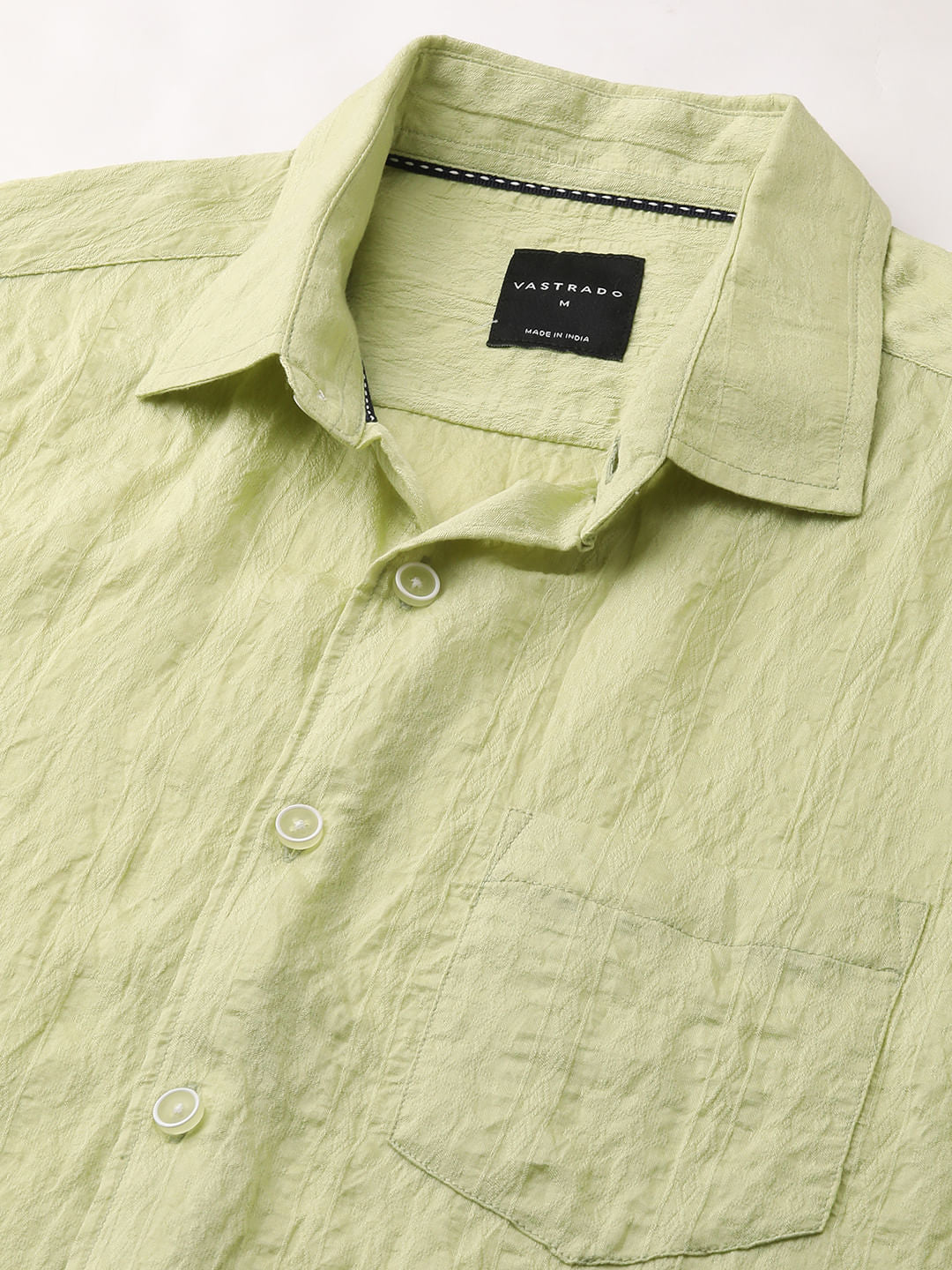 Tea Green Textured Crushed Shirt