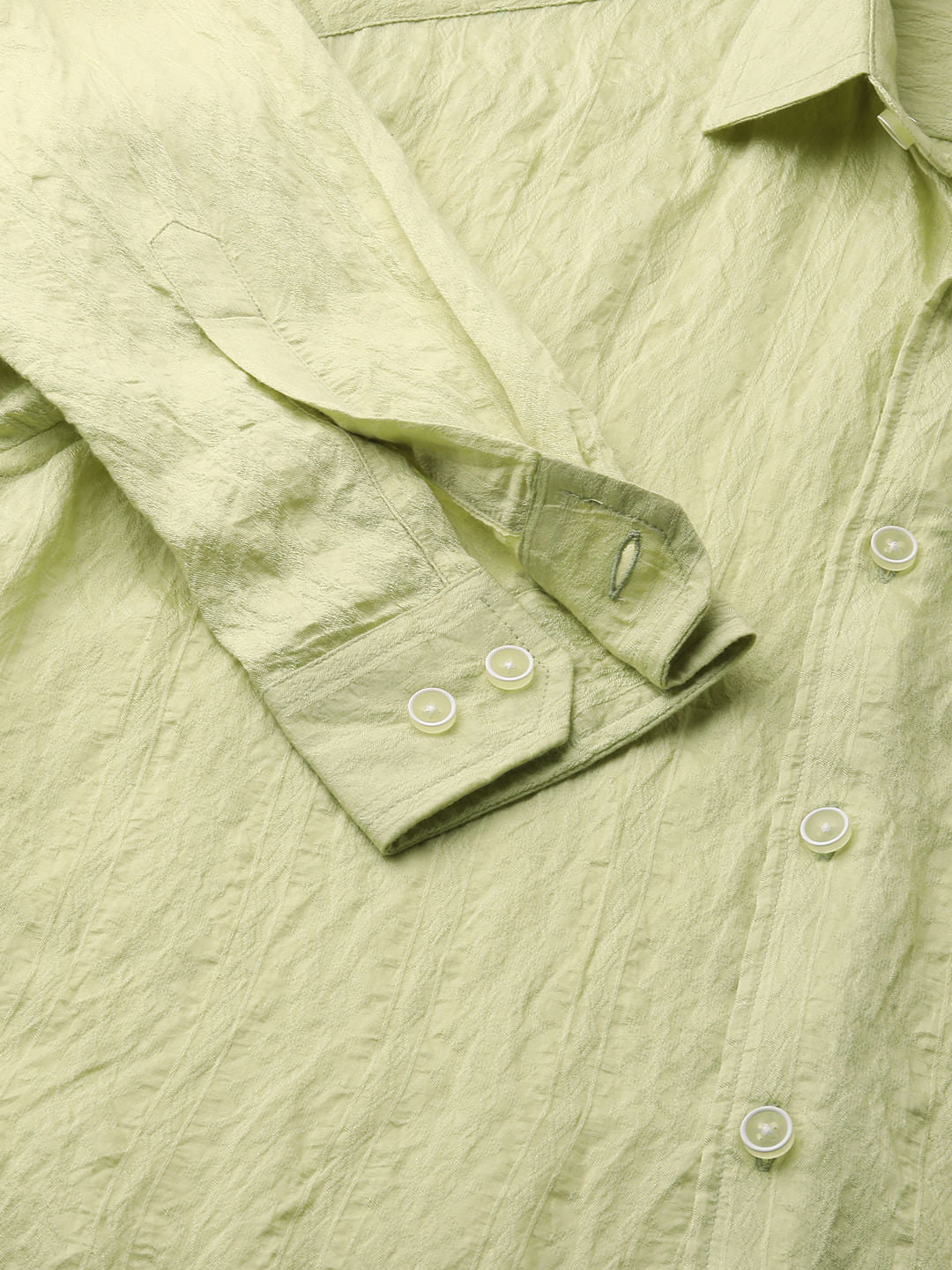 Tea Green Textured Crushed Shirt