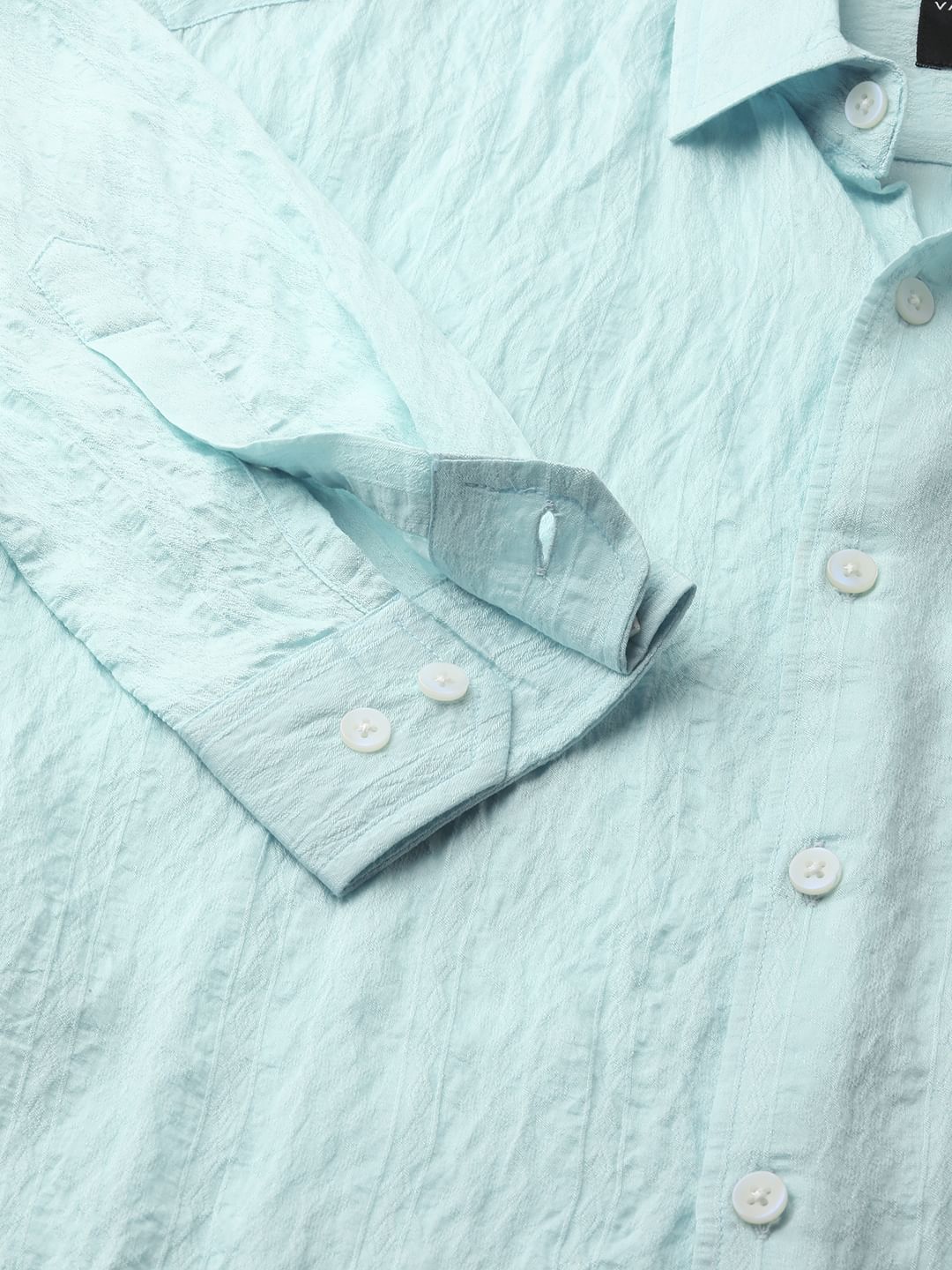 Ice Blue Jacquard Crushed Shirt