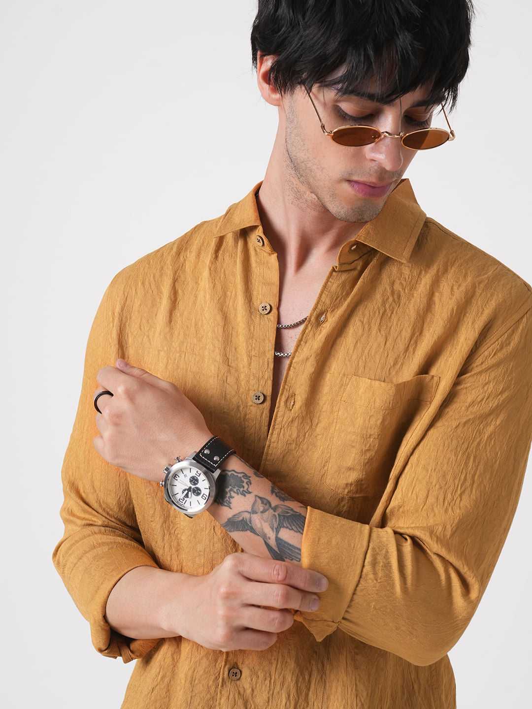 Apricot Detailed Jacquard Crushed Shirt