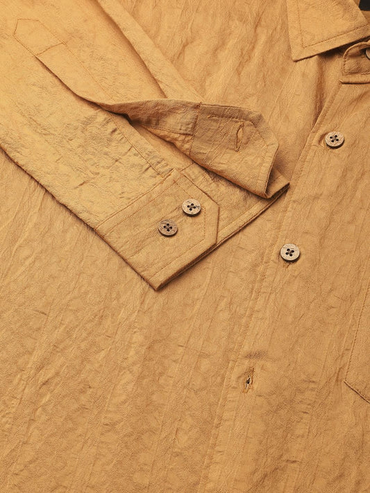 Apricot Detailed Jacquard Crushed Shirt