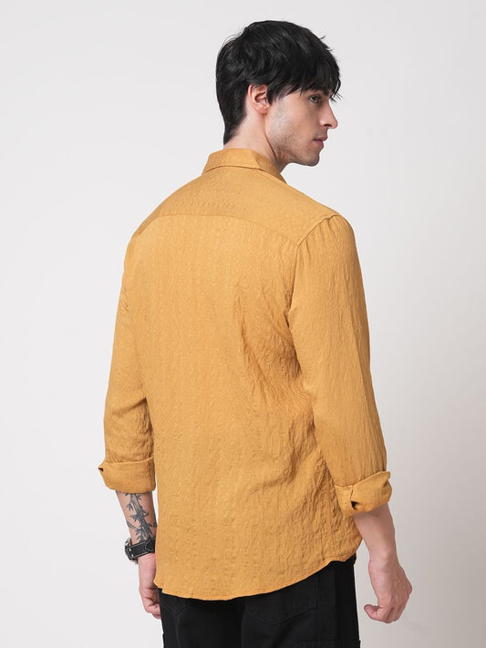 Apricot Detailed Jacquard Crushed Shirt