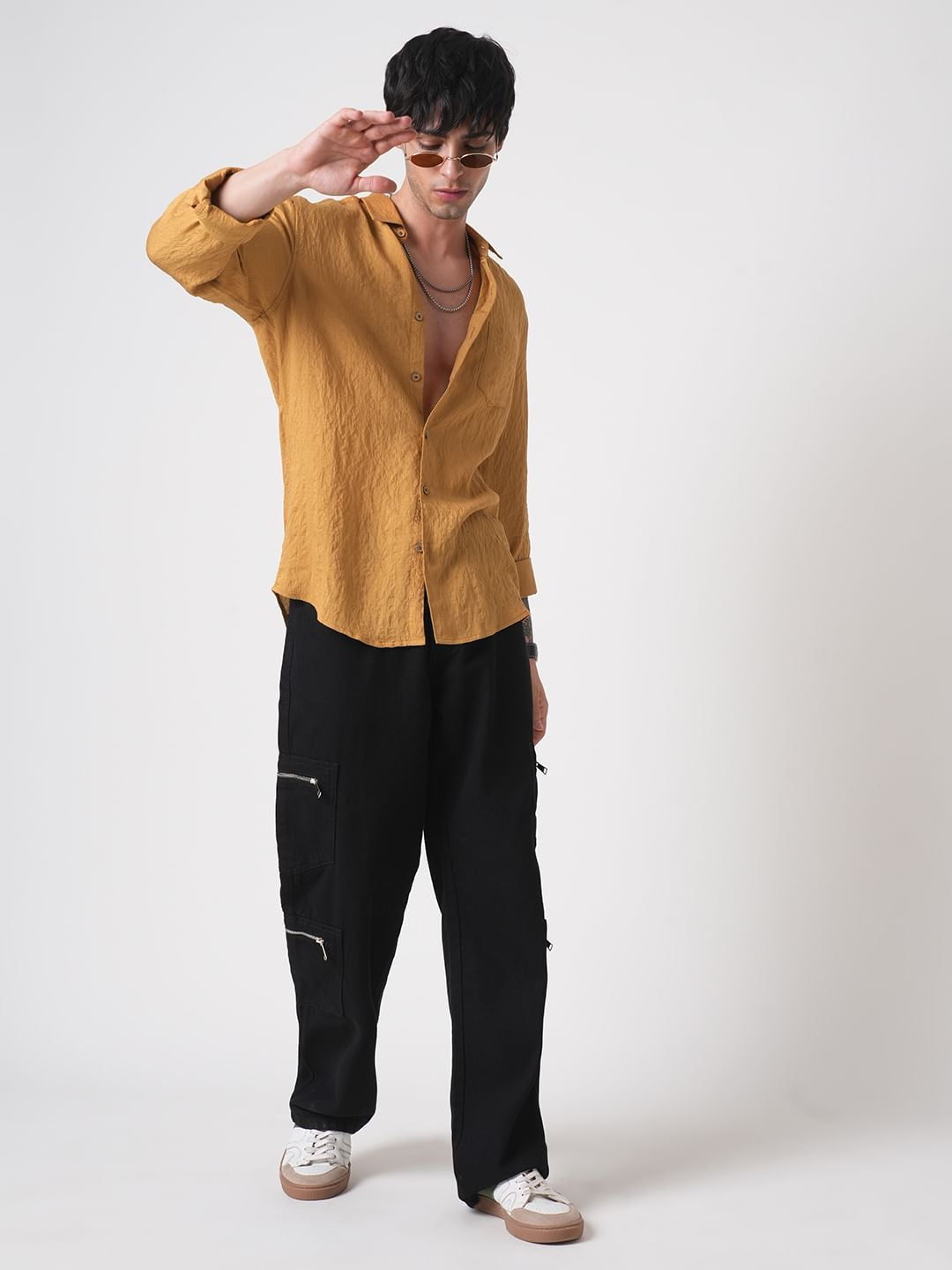 Apricot Detailed Jacquard Crushed Shirt