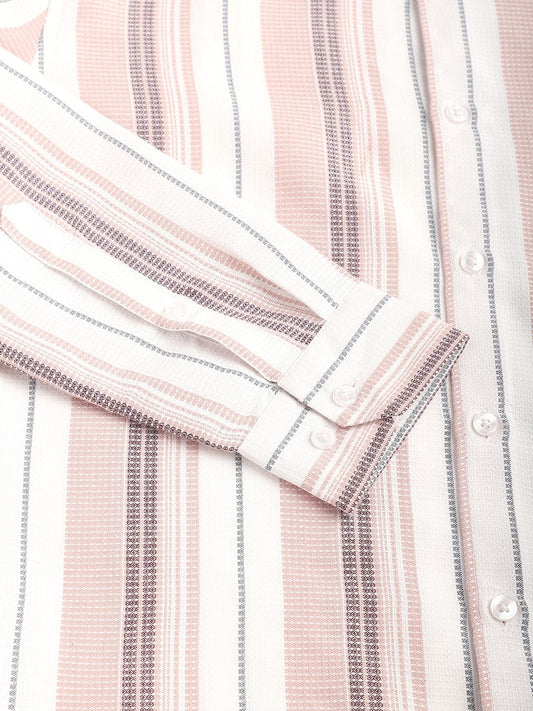 Pastel Peach Textured Stripe Shirt