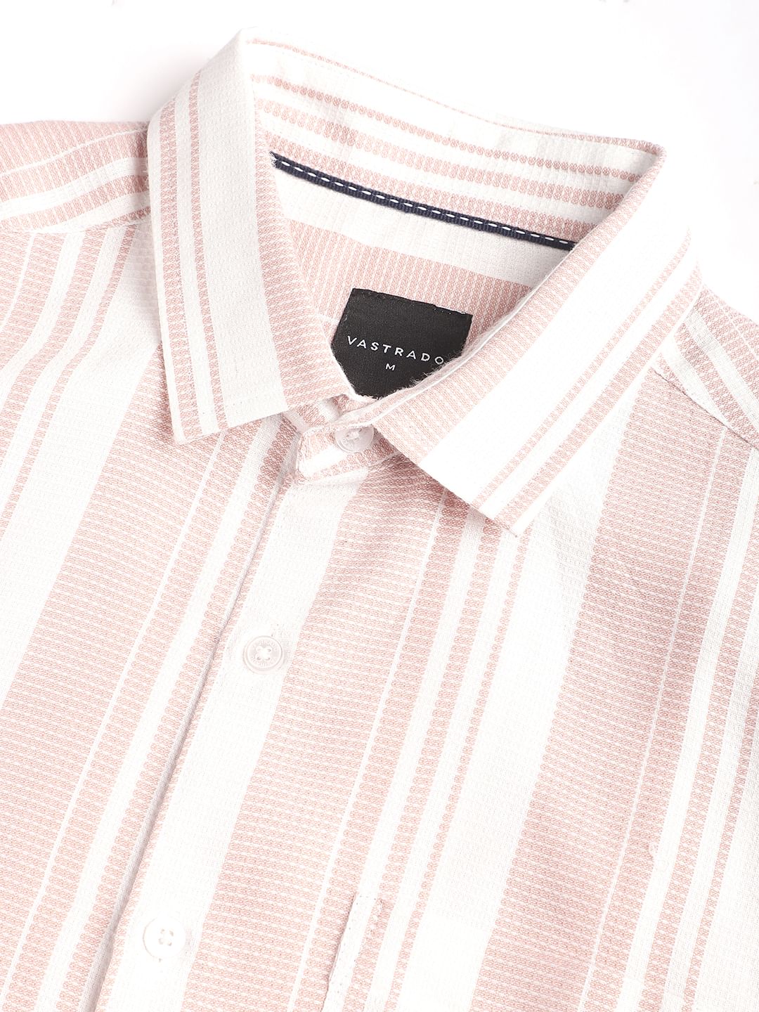 Peachy Pink Waffle Striped Shirt