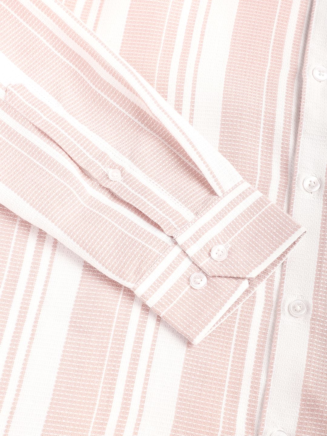 Peachy Pink Waffle Striped Shirt