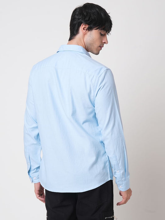 Classic Sky Blue Herringbone Shirt