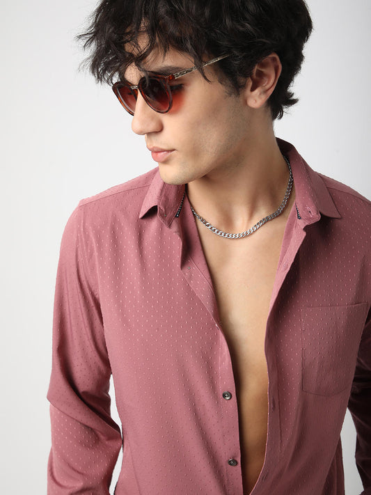 Minimalist Turkish Rose Pink Dobby Shirt
