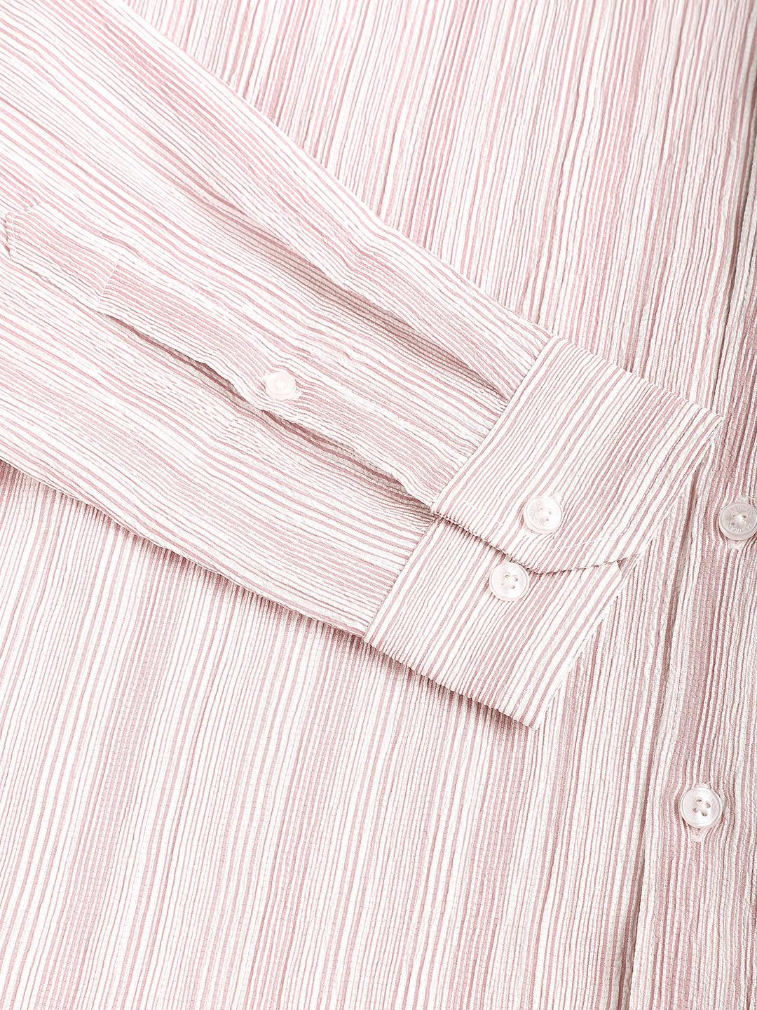 Coral & White Striped Creased Shirt