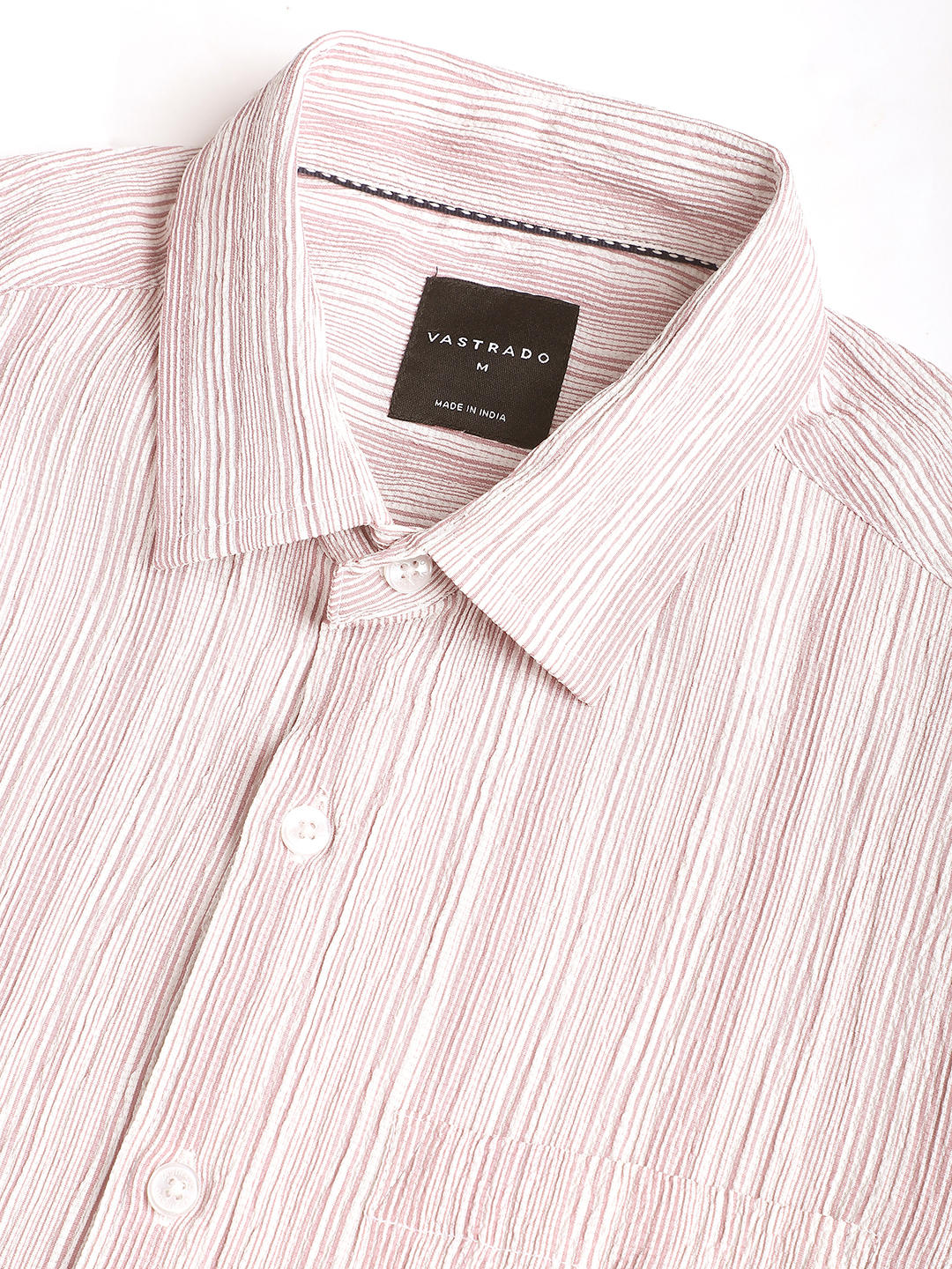 Coral & White Striped Creased Shirt