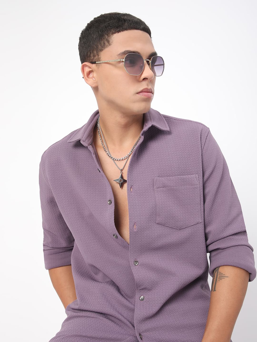 Meticulous Lilac Jacquard Shirt