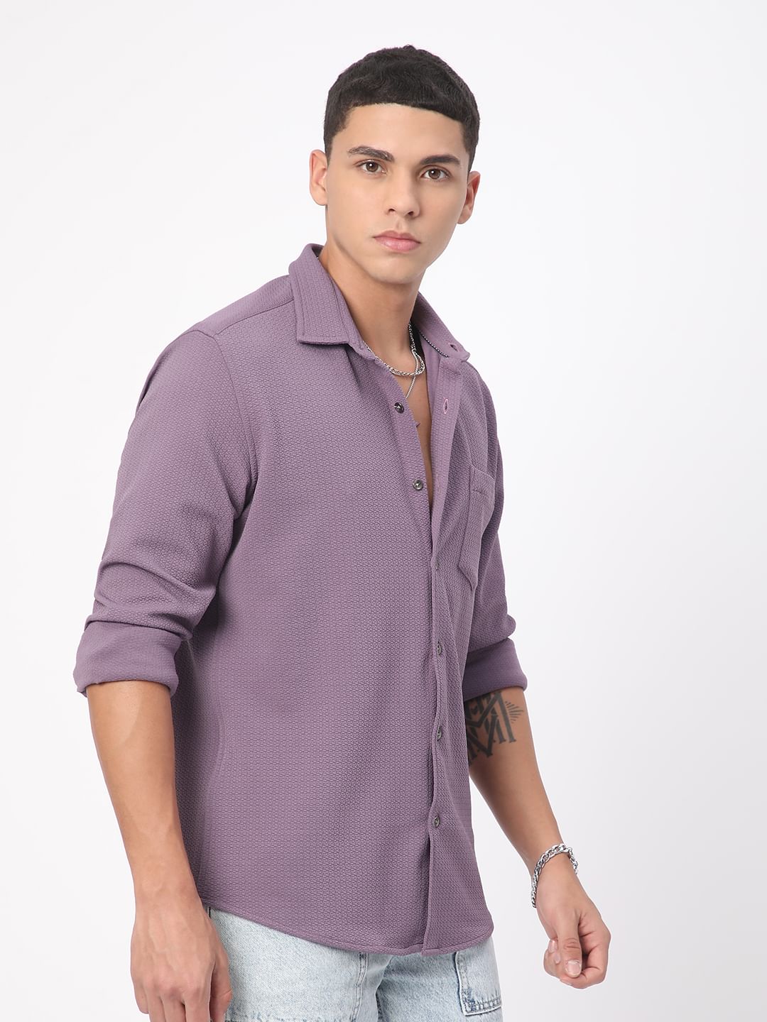 Meticulous Lilac Jacquard Shirt