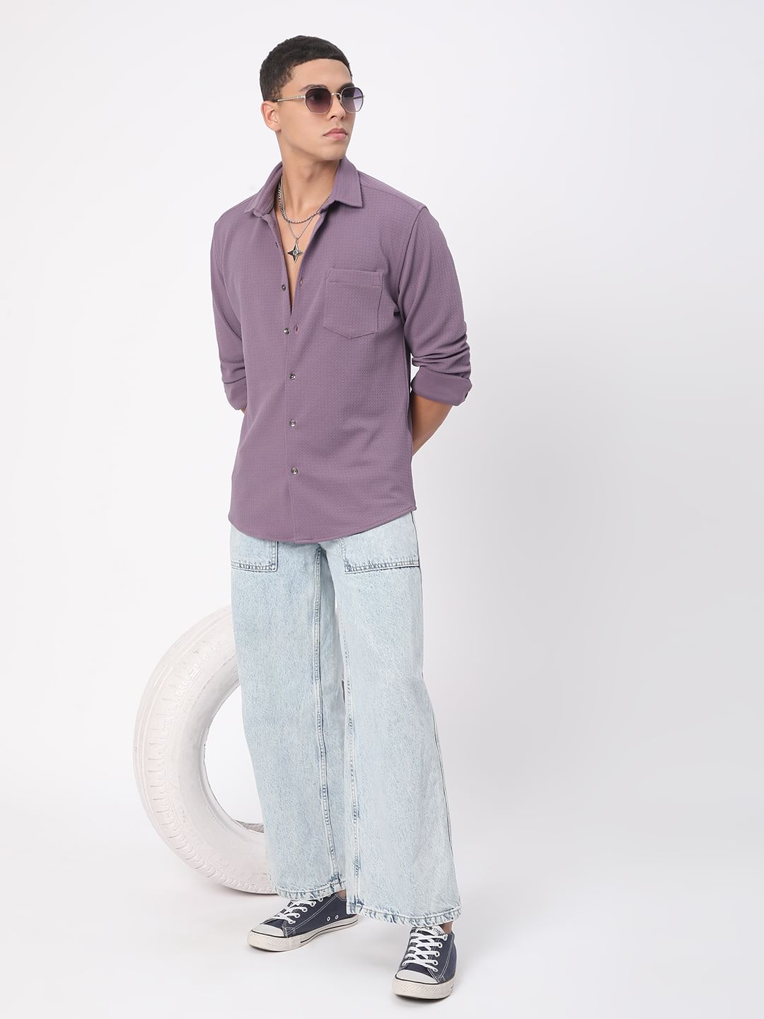Meticulous Lilac Jacquard Shirt
