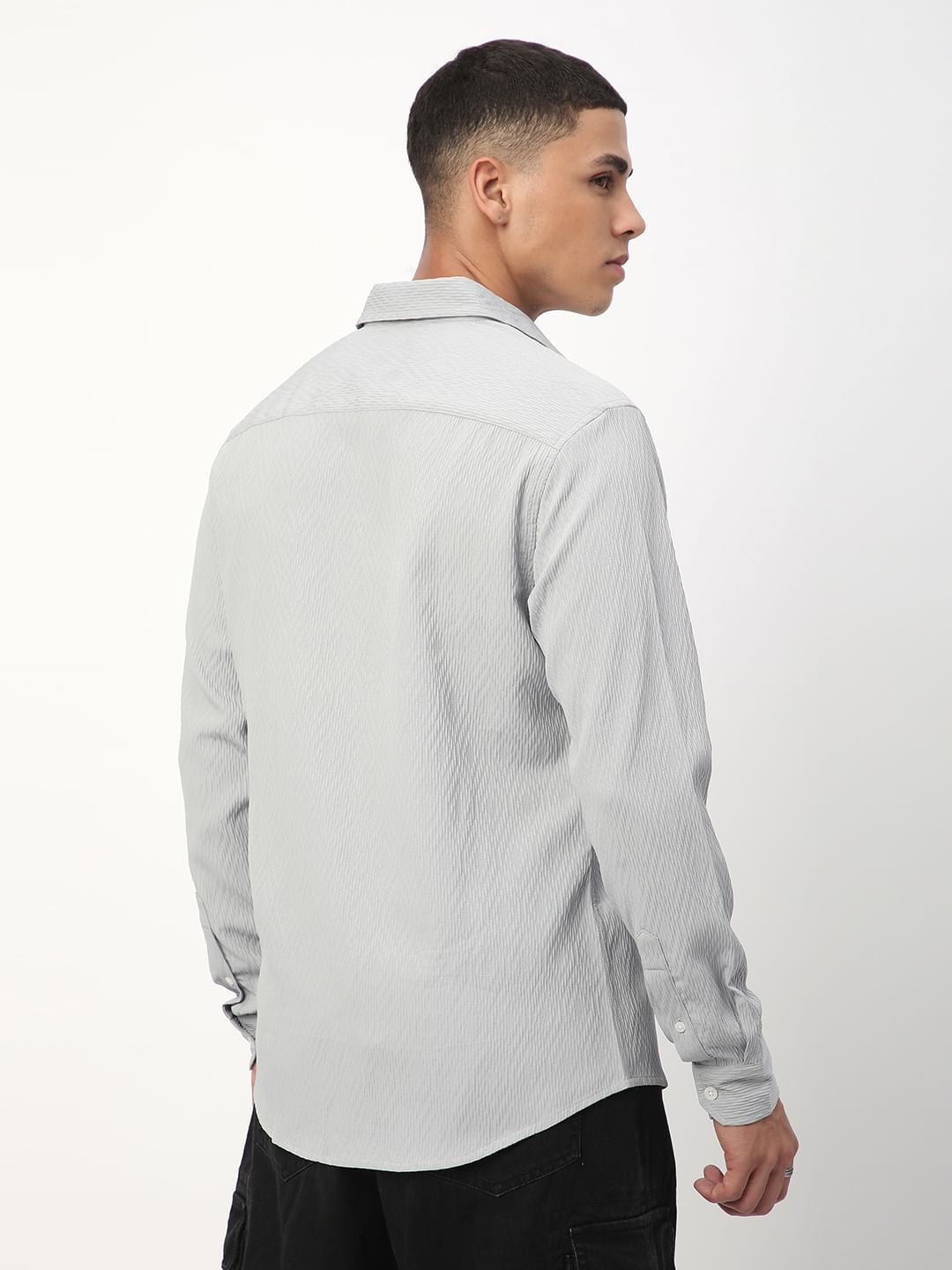 Detailed Cloud Grey Jacquard Shirt