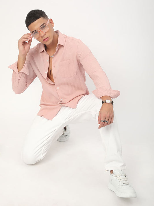 Peach Jacquard Shirt