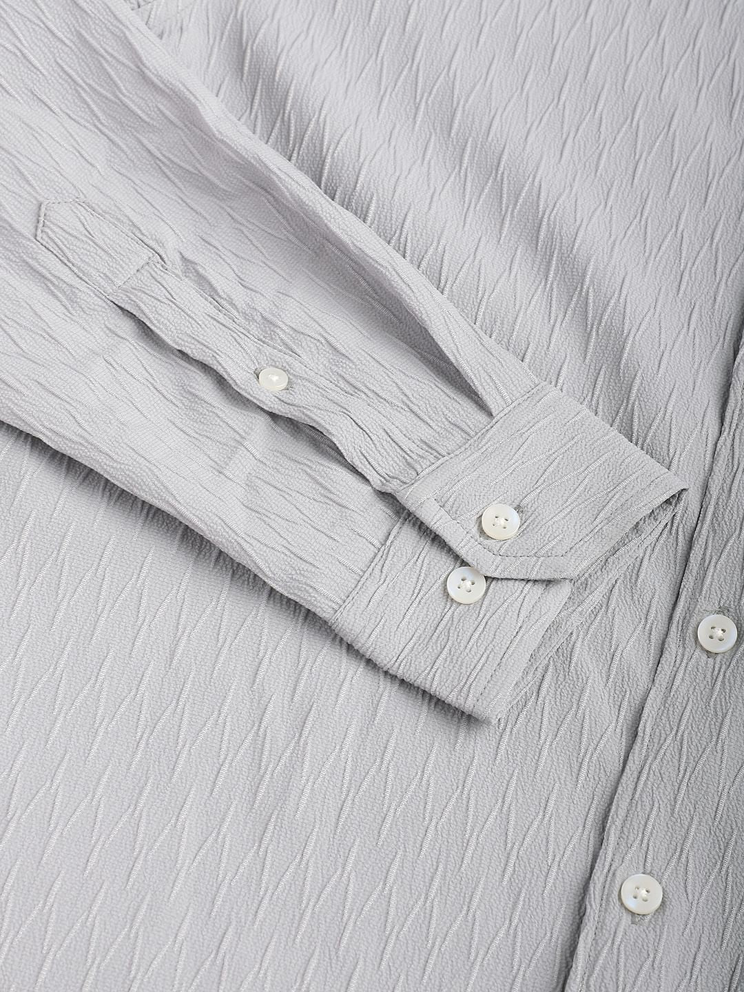Minimalist Cloud Grey Textured Shirt
