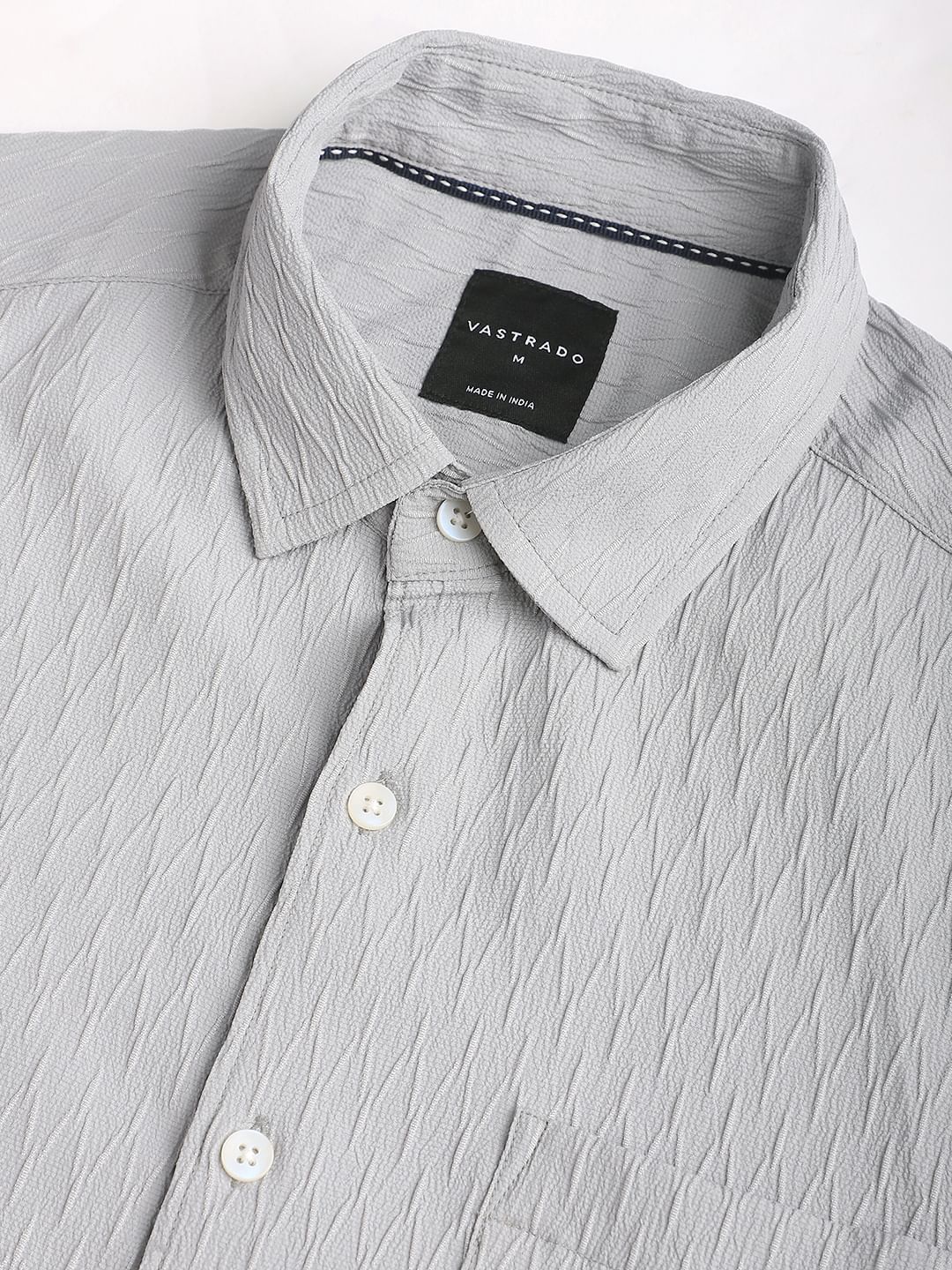 Minimalist Cloud Grey Textured Shirt