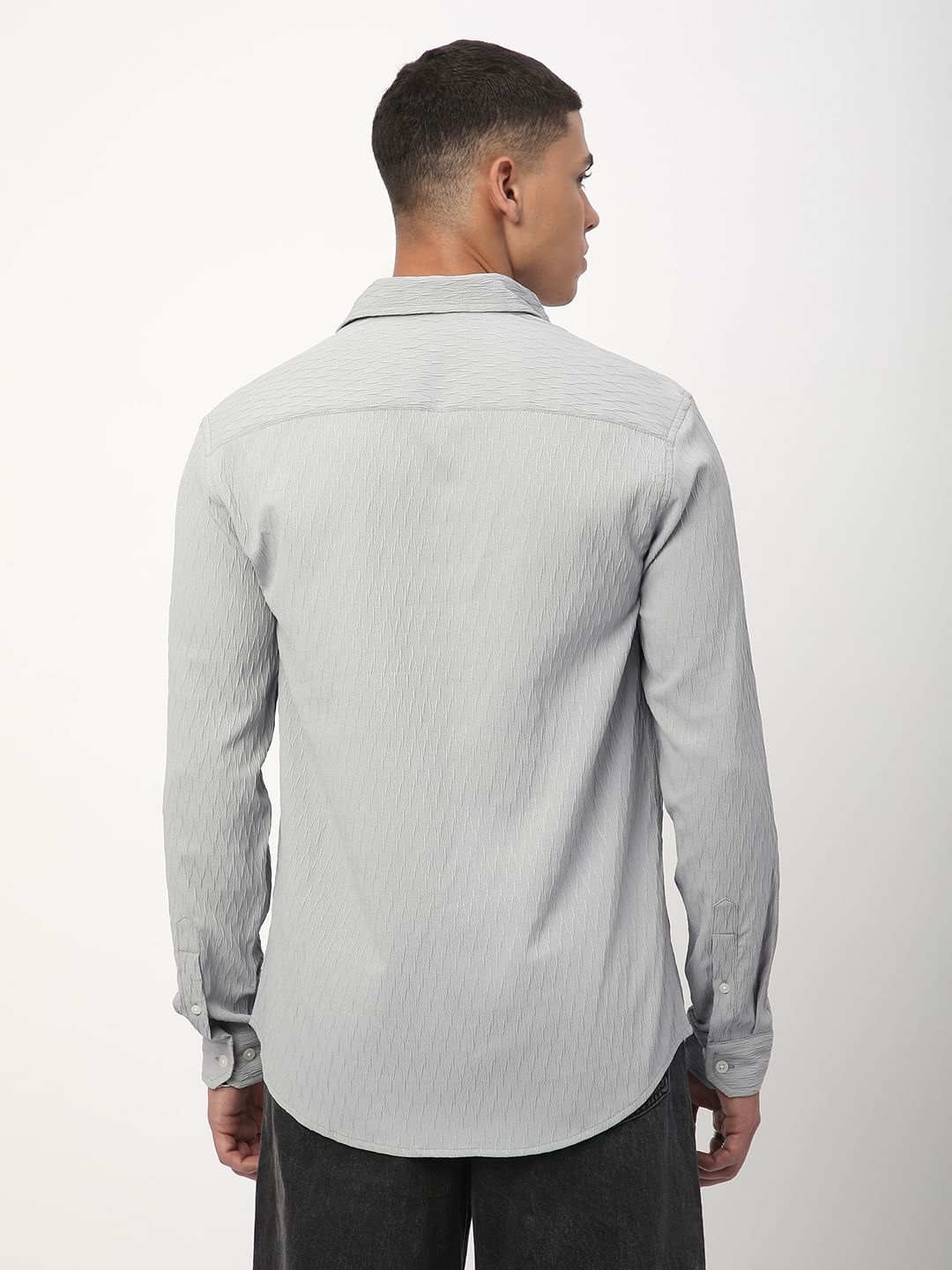 Minimalist Cloud Grey Textured Shirt