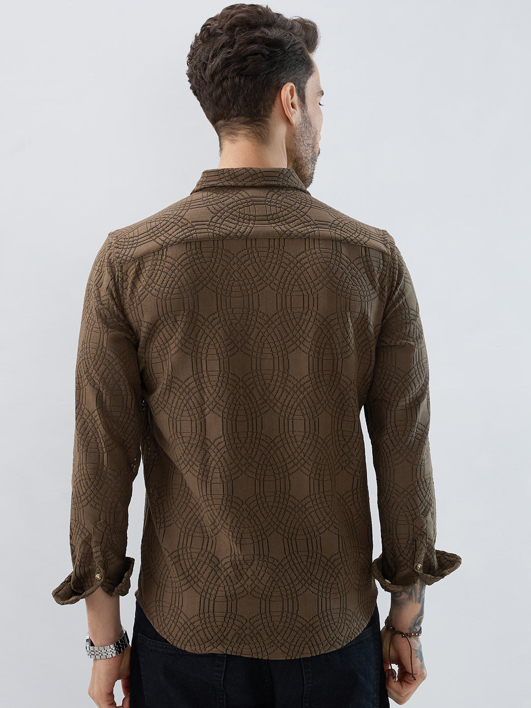 Interweave Mocha Brown Crochet Shirt
